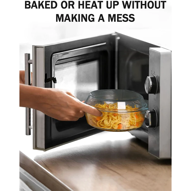 Microwave Oven Safety Round Oval Borosilicate Glass Baking Dishes with Glass Bowl Lid 1.4L 2.1L 3L