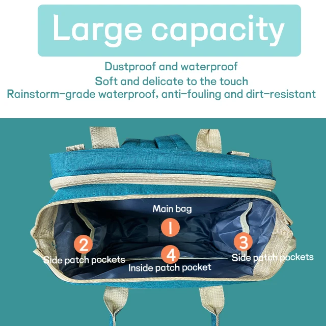 mosquito net custom mommy backpack bags Multifunctional Portable Large insulated baby diaper bags with changing station