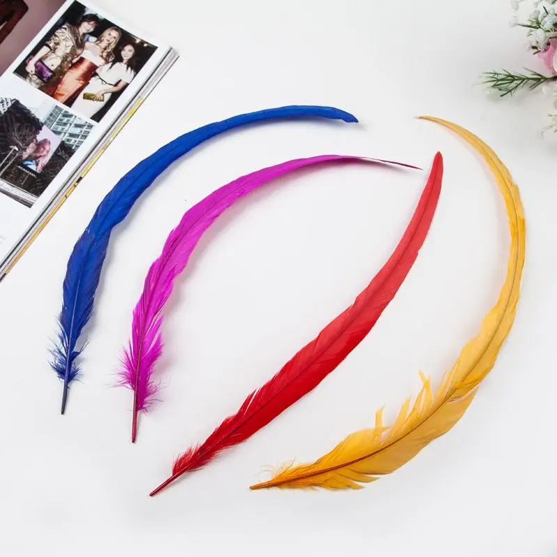 bleached and dyed rooster tail feathers for carnival costume