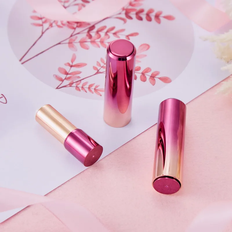 Round Magnetic Refillable Lipstick Tubes Custom Refills Packaging Aluminum Lipstick