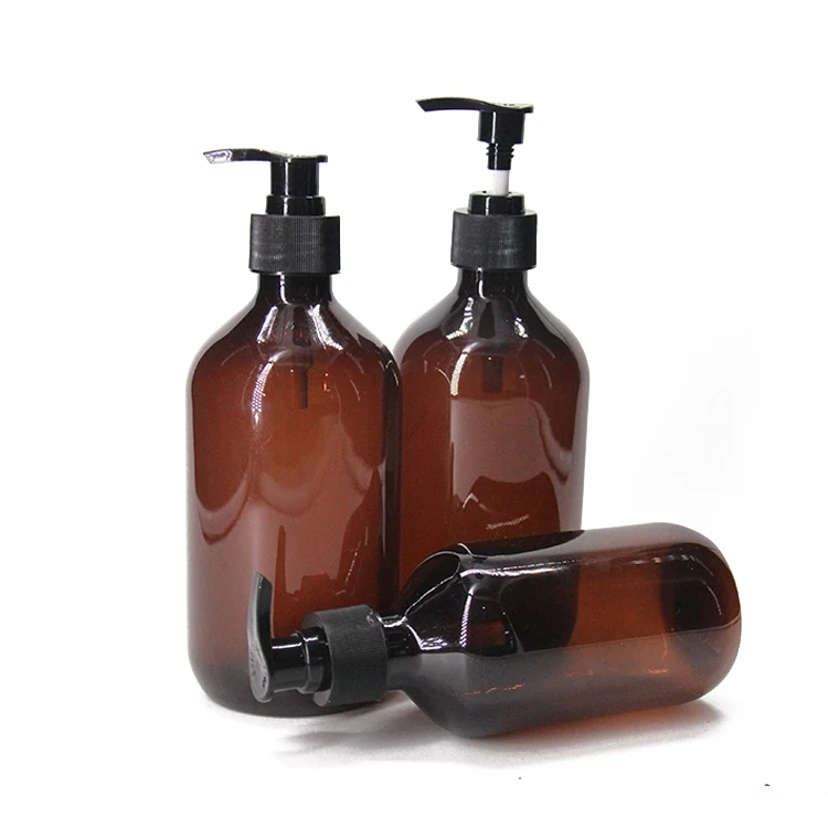 300ml 500ml Shower Gel Shampoo Hand Sanitizer Amber Dark Green Thick PET Shampoo Conditioner Plastic Boston Bottle