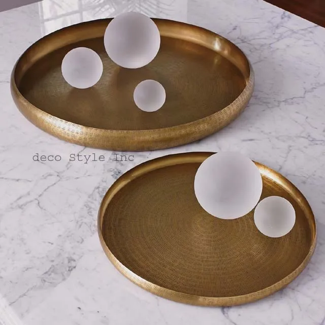 round metal trays brass round serving platter gold platter set of 2 pieces nesting metal platter