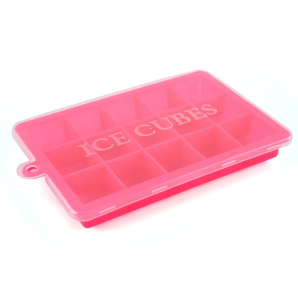 
High quality low MOQ silicone ice cube tray with plastic lid ice mold ice tube 