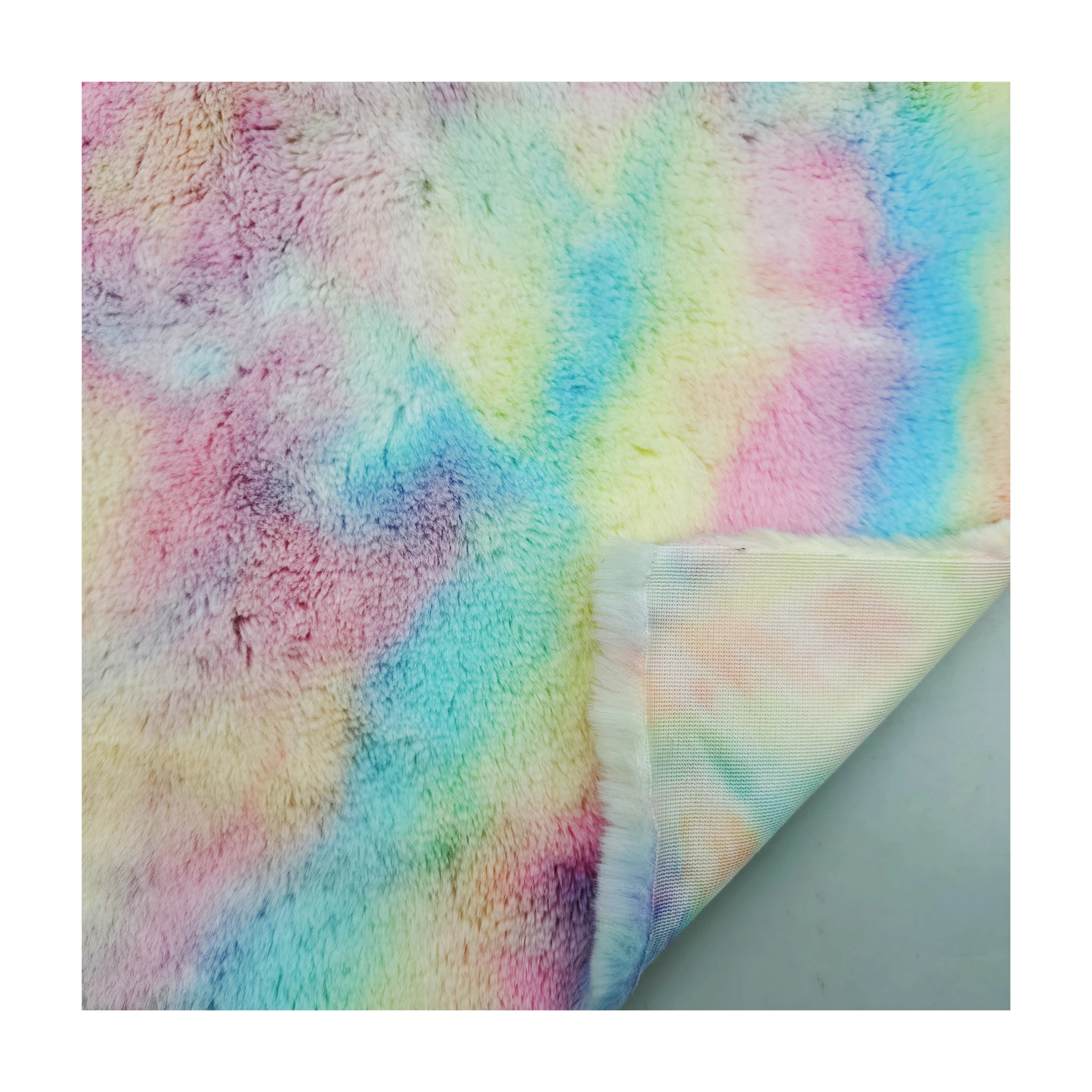 Стильная двухцветная окрашенная в галстук ткань из искусственного меха кролика для ковров/подушек/тапочек/игрушек