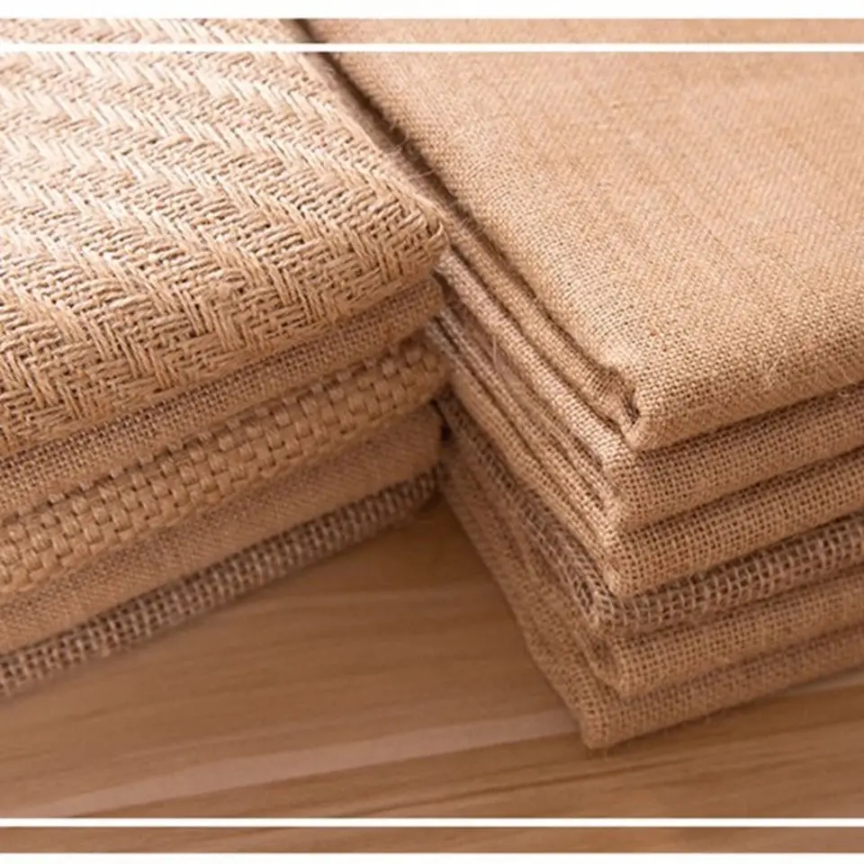 JIAHE Organic Jute Material Natural Burlap Fabric Rolls Color Textile Jute Fabric