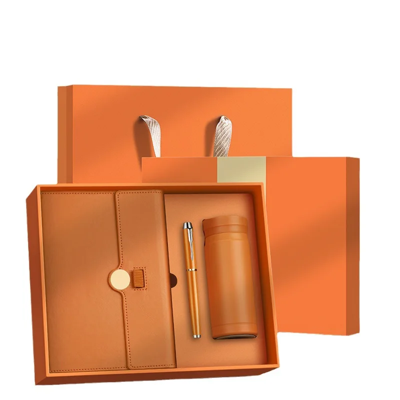 2025 High Quality Luxury A5 PU Leather Notebook  New Product Ideas 3 in 1Thermos Flask set Custom Logo Business Planner Gift Set