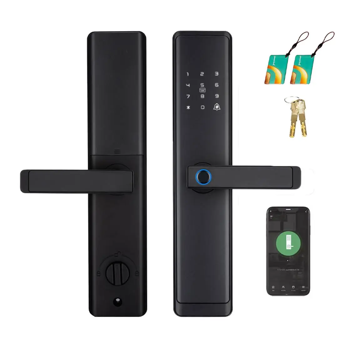 Keyless Entry Smart Lock with Handle WiFi Door Lock with Tuya APP Control, Door Locks with Keypads
