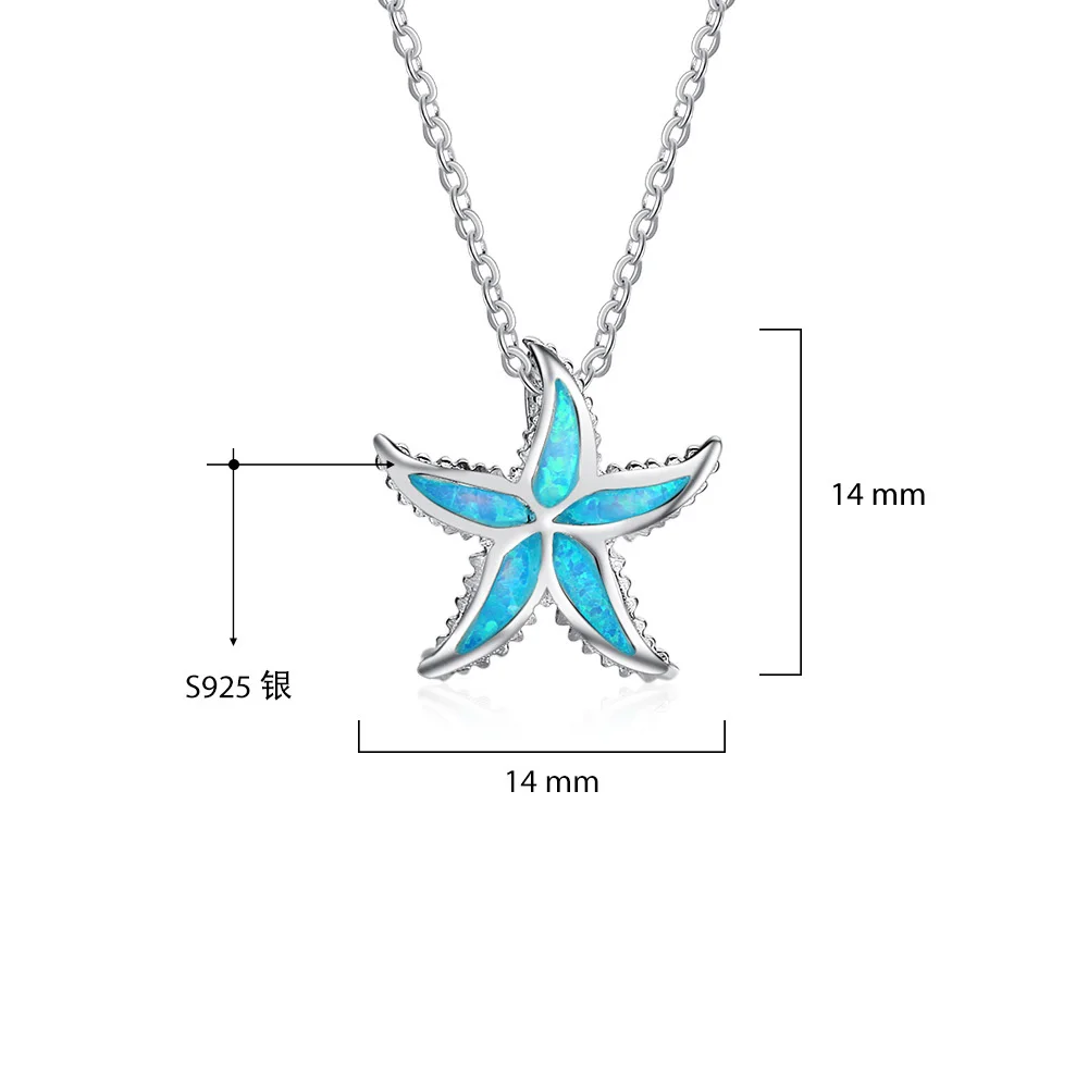 Opal Sea Life Jewelry 925 Sterling Silver Fashion Jewelry Australian Opal Pendant Animal Beauty Blue Opal Starfish Charm Pendant
