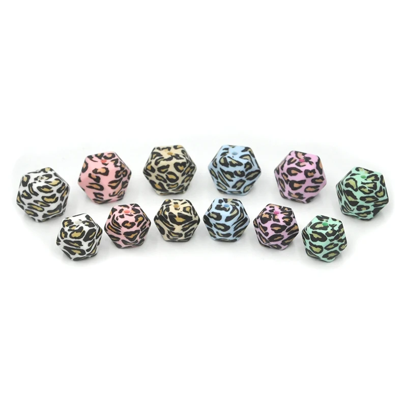 Bulk Food Grade Silicone Jewelry Chew Leopard Silicone Beads 12mm For Baby Teeth Beads Chain