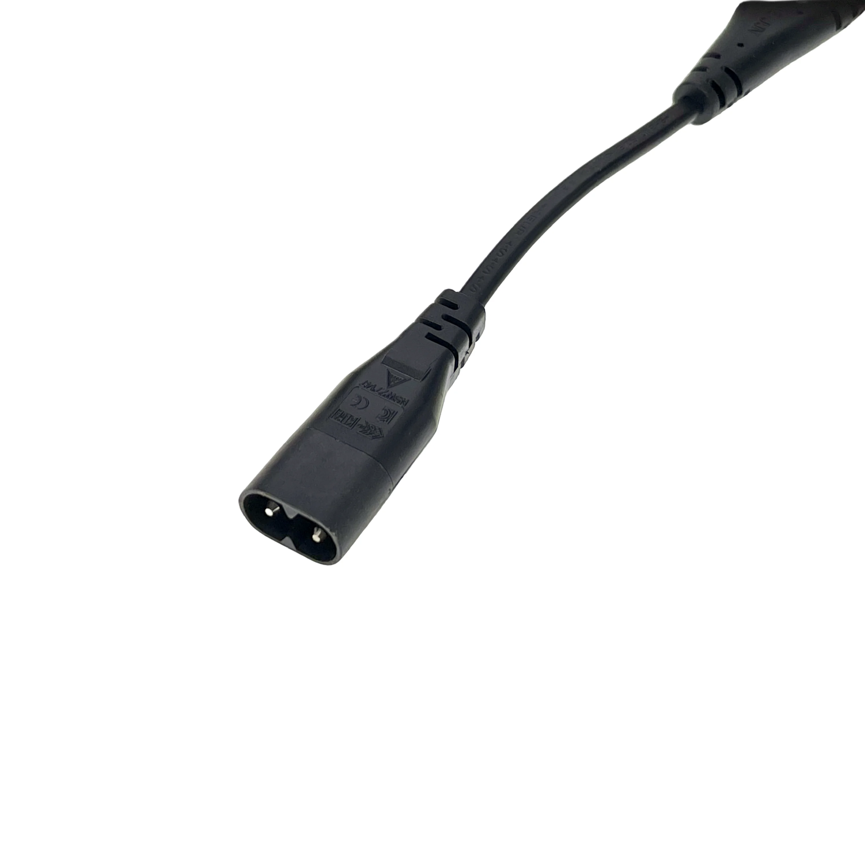 2 Ways C7 to C8 power cable with 0.28m 10A250V female to male two jack extension power cord Current separator cable