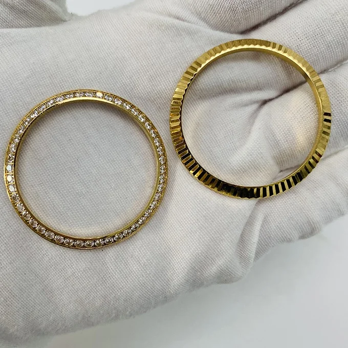 Custom Gold Silver Diamond Bezel Fit 40 mm Watches ONLY Round Cut Solid Yellow Gold Diamond Bezel For RLX President Watch