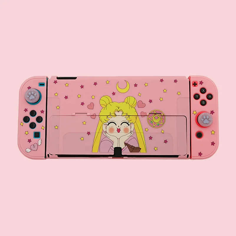 Хит продаж, прозрачный чехол с переключателем OLED, игровые аксессуары NS, ударопрочный разноцветный Чехол-книжка с прозрачным принтом