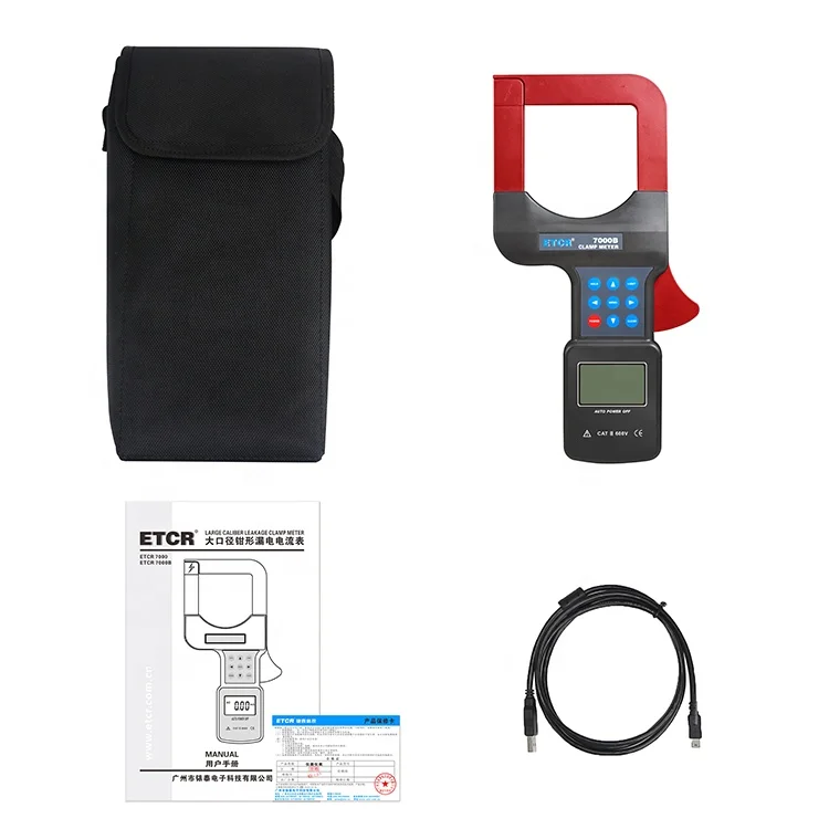 ETCR7000B Leakage Current Tester Clamp Meter Large Caliber Clamp Leakage Current Meter 0.00mA-2000A/80mm*80mm