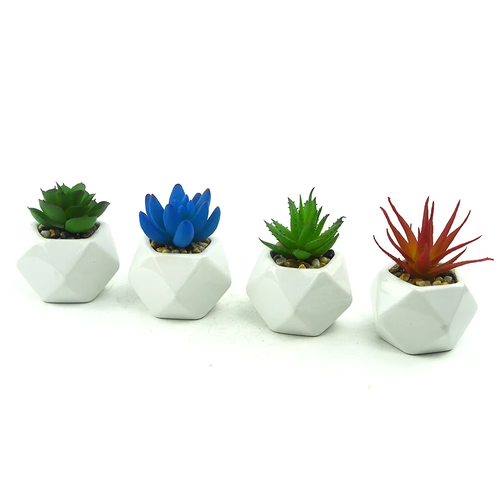 4-pieces Set Office Desktop Decor Artificial Mini Succulent Plant Bonsai Wholesale Plastic Art Decor ODM & OEM BSCI