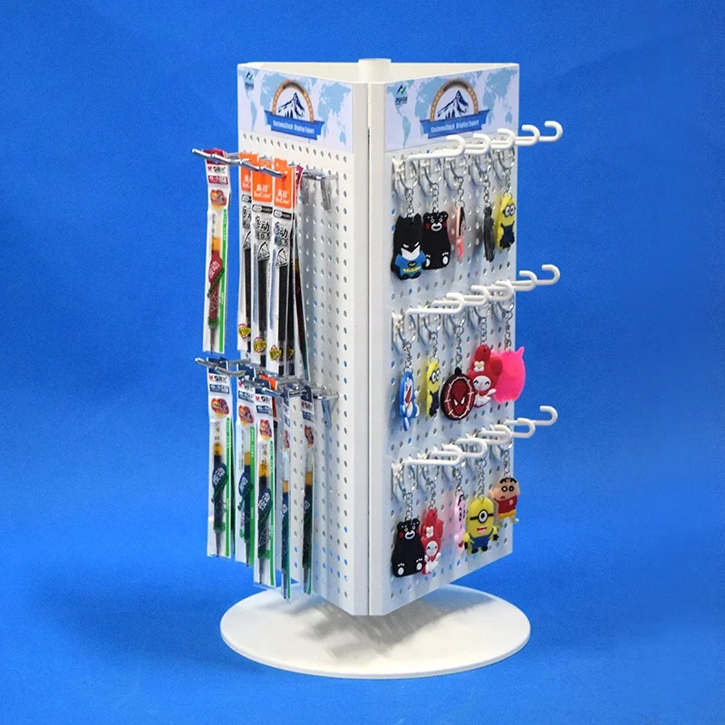 retail souvenir store fixture cashier desk standing metal pegboard rack revolving magnet stickers exposition steel display