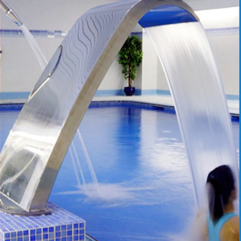 Swimming pool equipment curved hook-and-groove Bath Stainless Steel Pool Decorated Fountain Waterfall