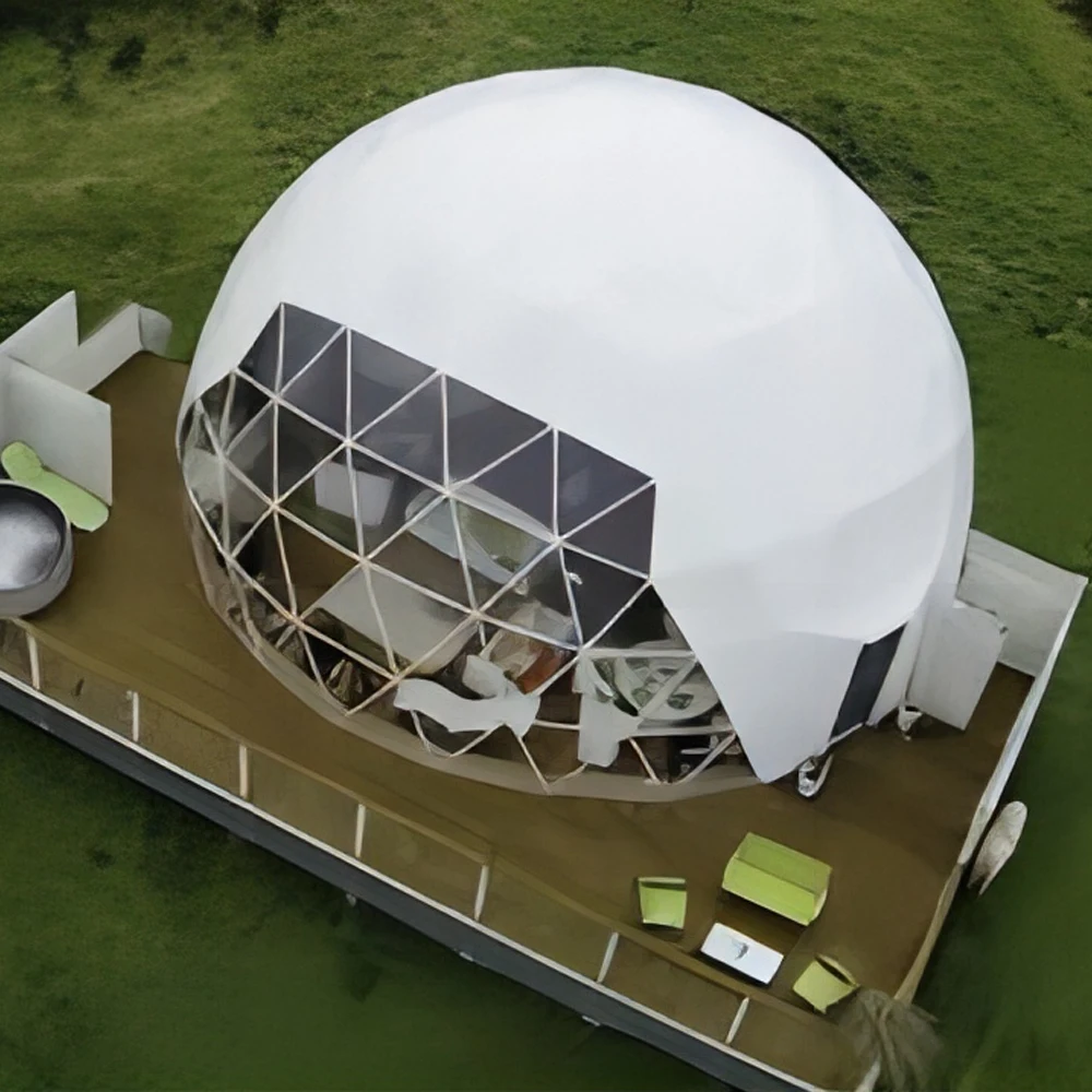 Outdoor Geodesic Planetarium 35m Diameter Big Glamping Igloo Ball Dome Warehouse Tent For Storage