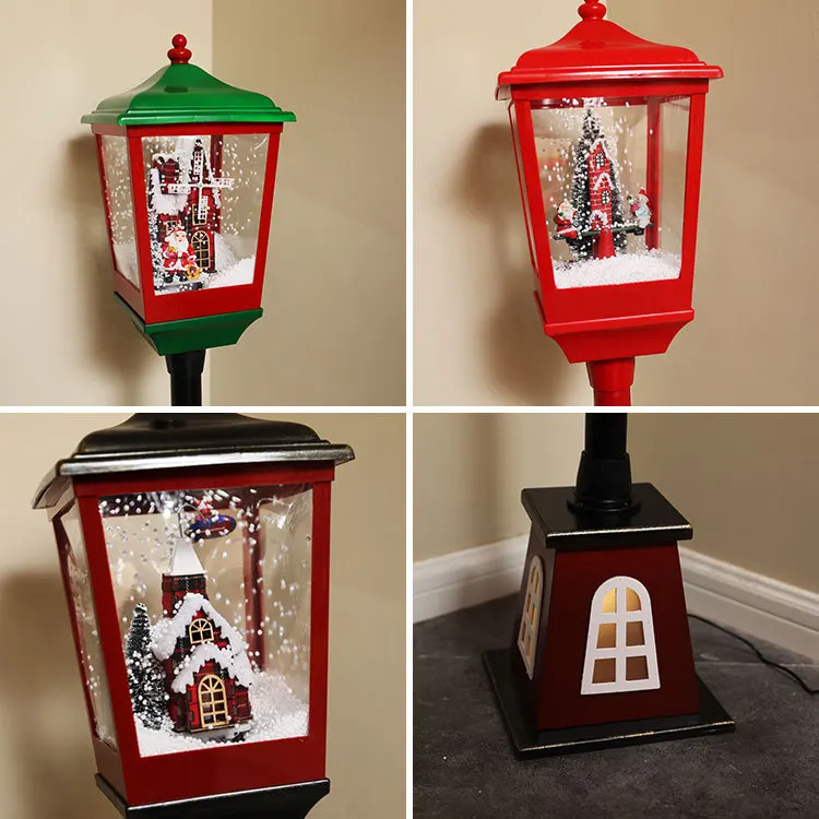 Christmas Decoration Indoor and Outdoor Hanging Santa Claus Street Lamp Snowing Storm Lantern with Music