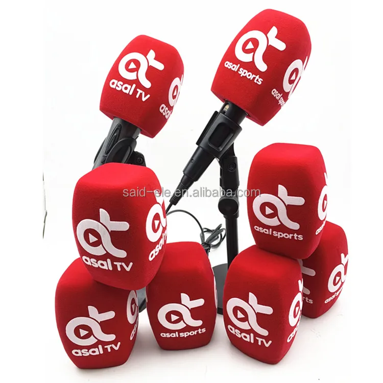 Somalia Asal Sports TV microphone foam windshields printed brand logo reporter mic flags