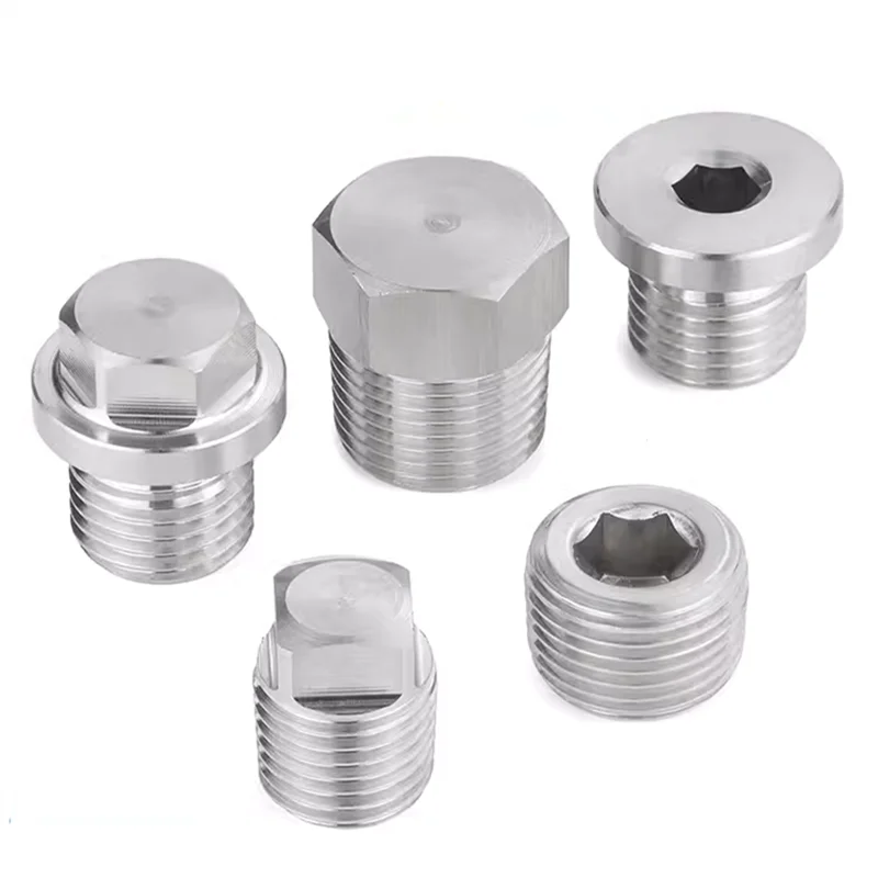 Метрическая BSP с наружной резьбой SUS304 нержавеющая сталь регулируемый круглый шестигранный фланец штепсельная Заглушка твердым шестигранным штекером фитинг для масляных труб