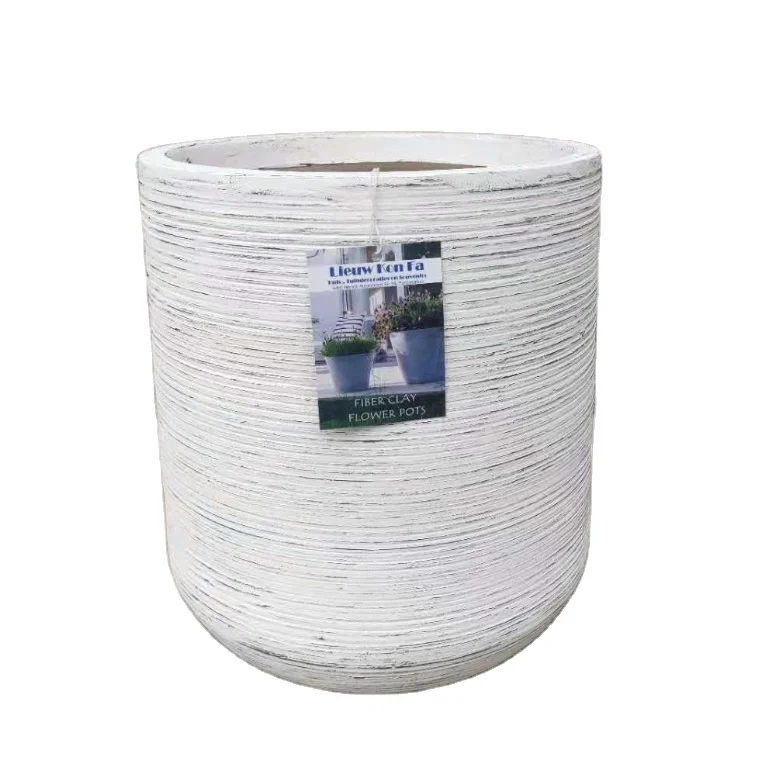 Factory direct sell texture surface lightweight and durable round classic fiberglass flowerpot