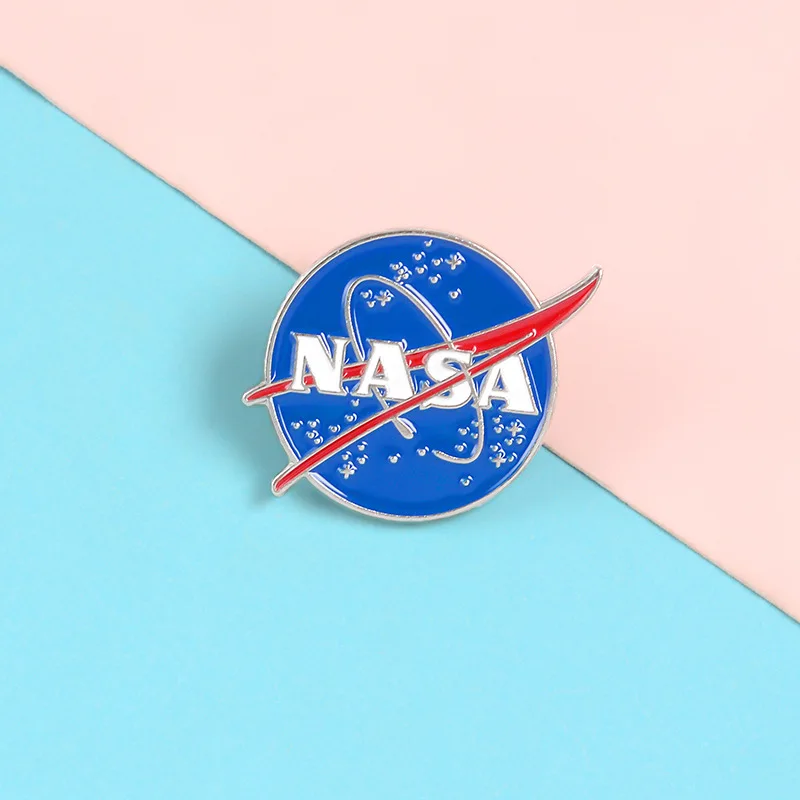 NASA Letters Astronaut Space Brooch Alloy Creative Badge Blue Soft Enamel Lapel Pin