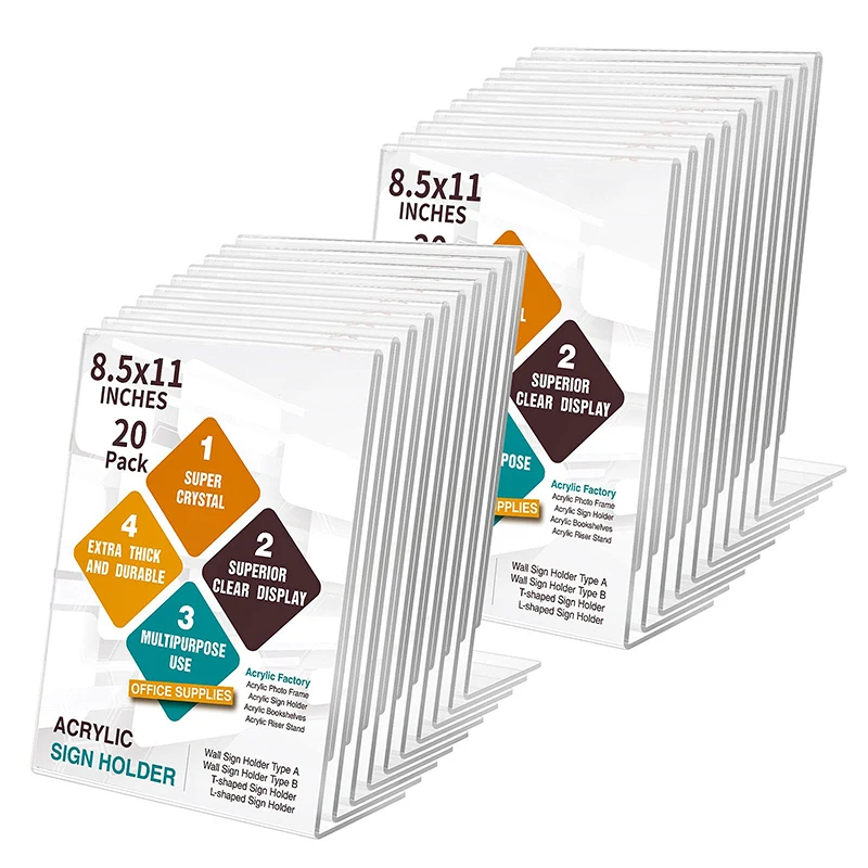 Custom A4/A5/A6 L type Advertising Acrylic Price Tag Display Stand Tabletop Menu Acrylic Sign Holders for restaurant