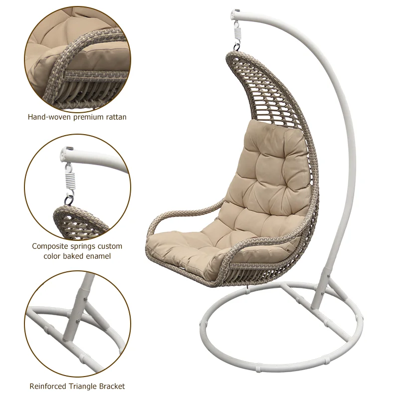 Higher Quality Outdoor Garden Patio Swing Set Rattan Hanging Chair Outdoor Swing Chair Swing Chair with Stand