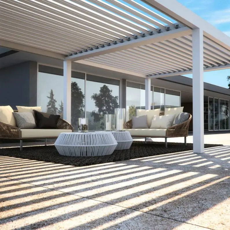 CLEARVIEW Motorized pergola wood outdoor tent 6x6 roof bioclimatica 3x4m outdoor Gazebo Aluminum Pergola for house