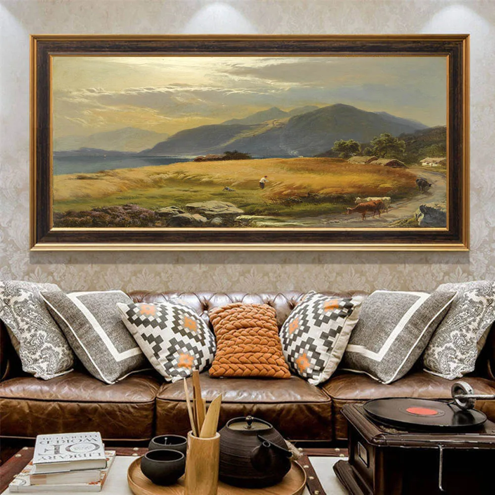 Chinese Style Home Living Room Decor Pico Art Landscape Harvesting Rice Painting