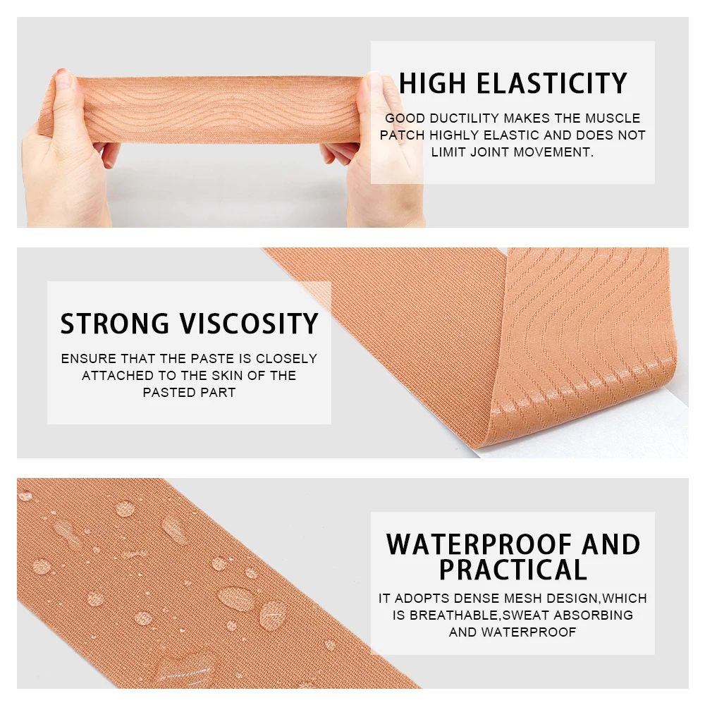 Athletic muscle sports protection kinesiology therapeutic KT tape for skin