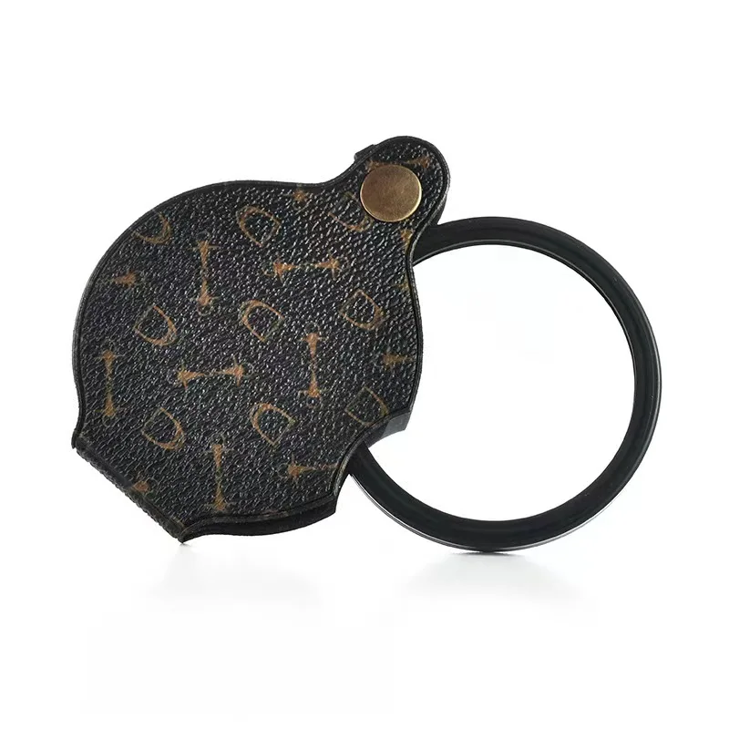BIJIA New portable leather case folding magnifying glass, high-definition and high-power promotional gift magnifying glass