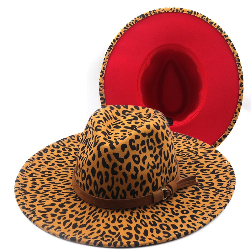 New Fashion Cheetah Prints Fedora Hat for Men and Women Trend big-edge Felt Hat Fall Bucket Jazz Hat