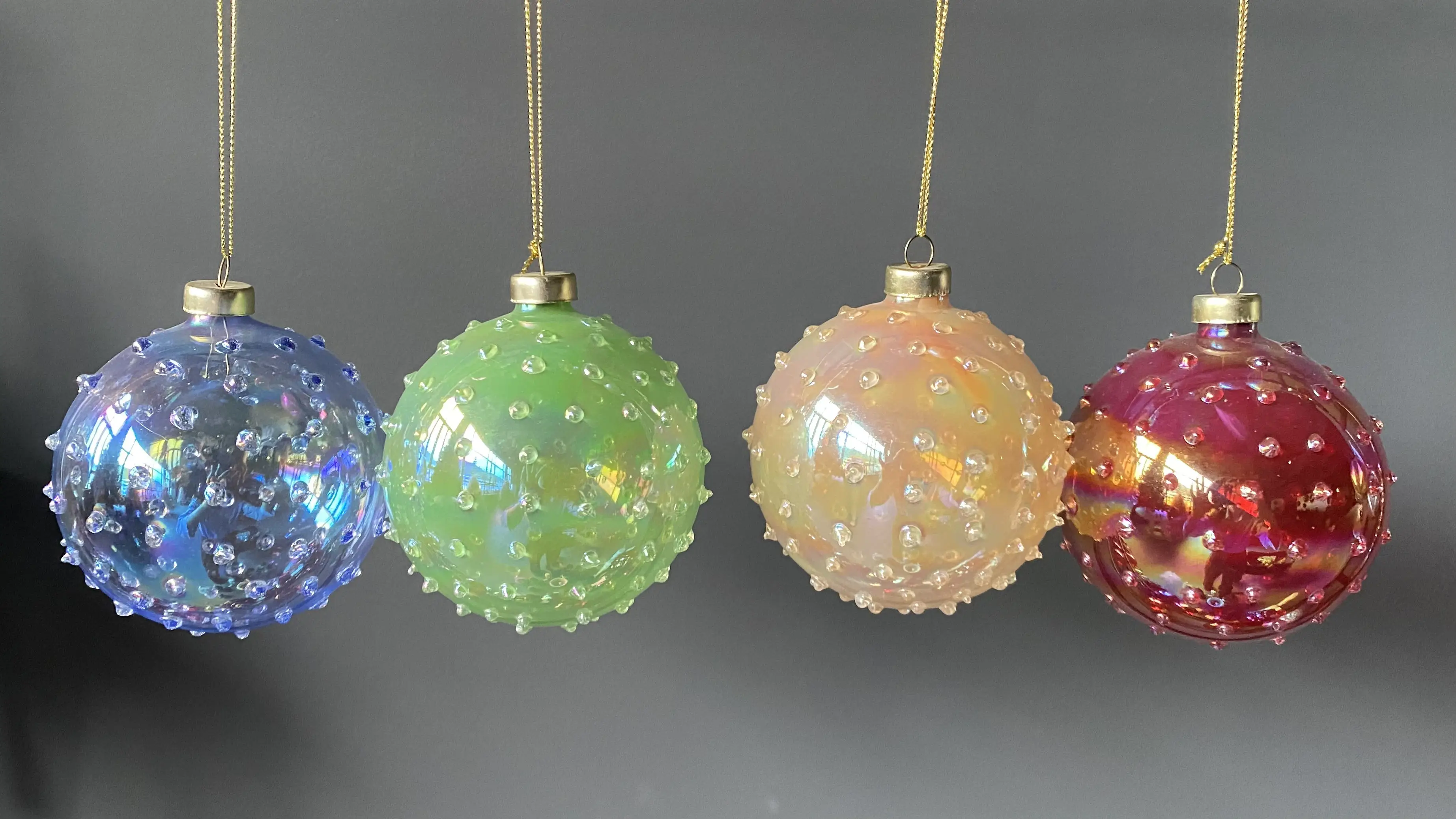 New Product Different Shaped Handmade Christmas Tree Decor Hanging Ornaments Red Glass Ball Crafts