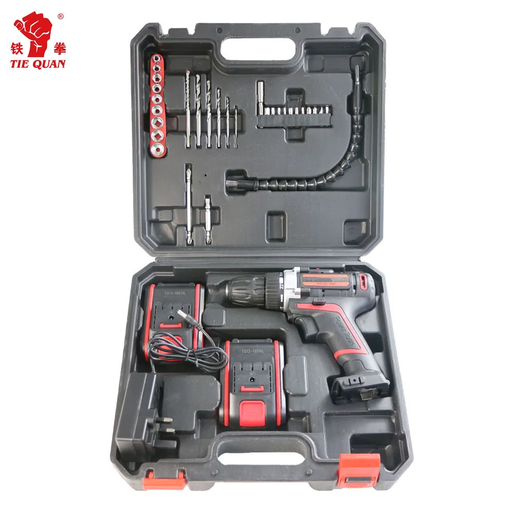 Industrial Lithium Battery Electric Screwdriver Drill 21V Cordless Drill with Two Batteries