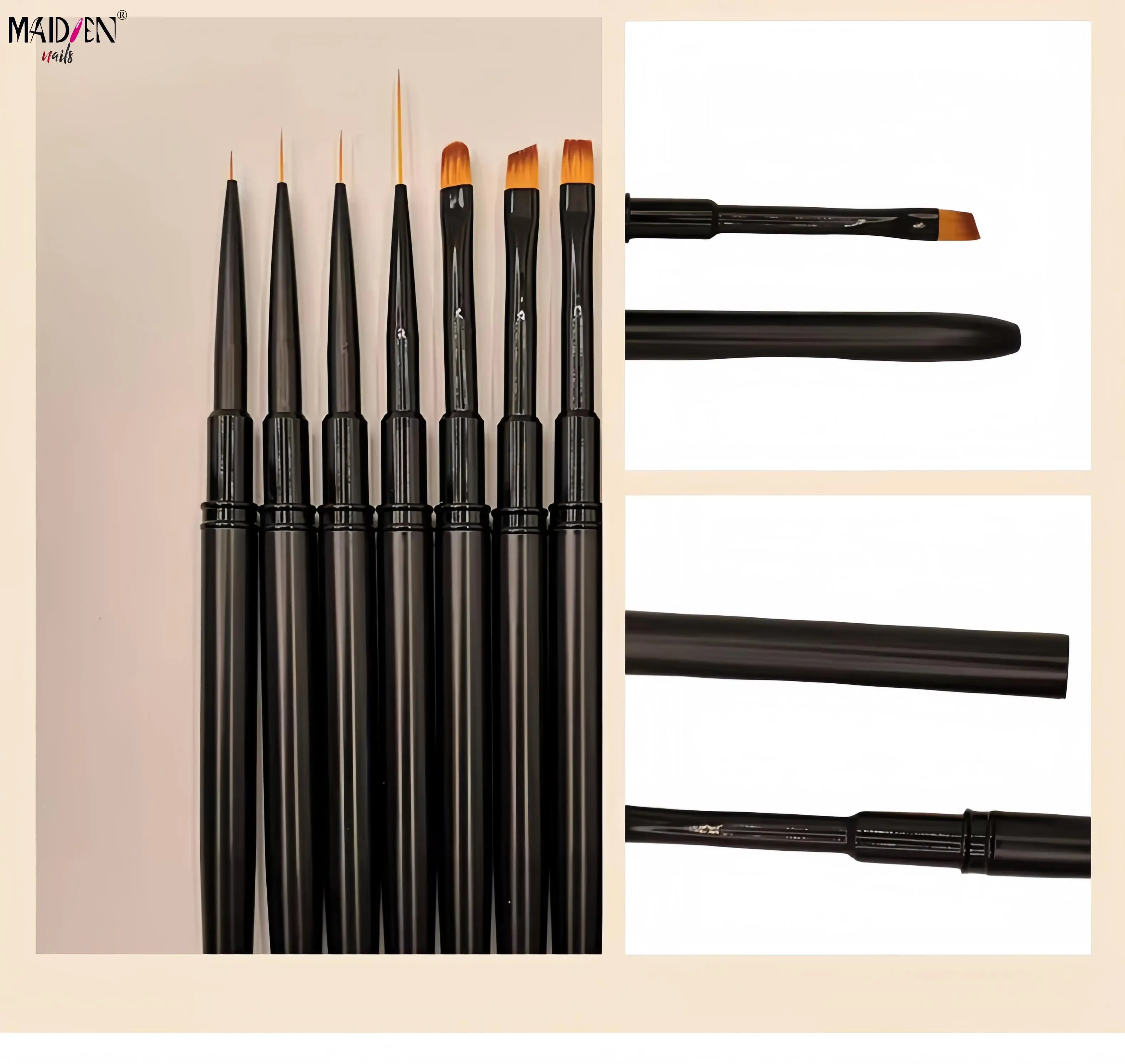 New sub black metal set nail tool pen double headed point drill brush set metal rod pull pen cuticle oil pen