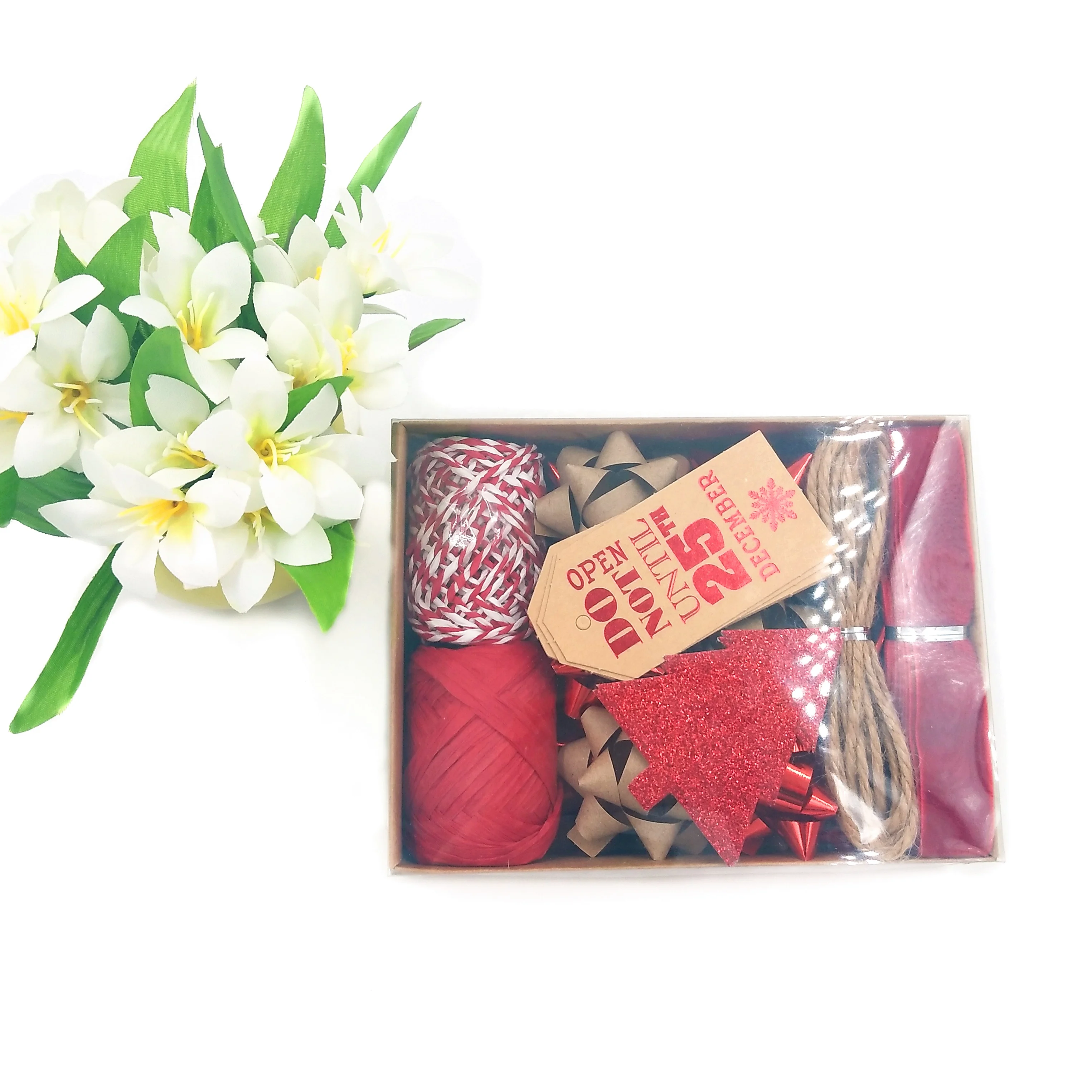 Рождественский Подарочный упаковочный бумажный бант и ленты декоративный набор