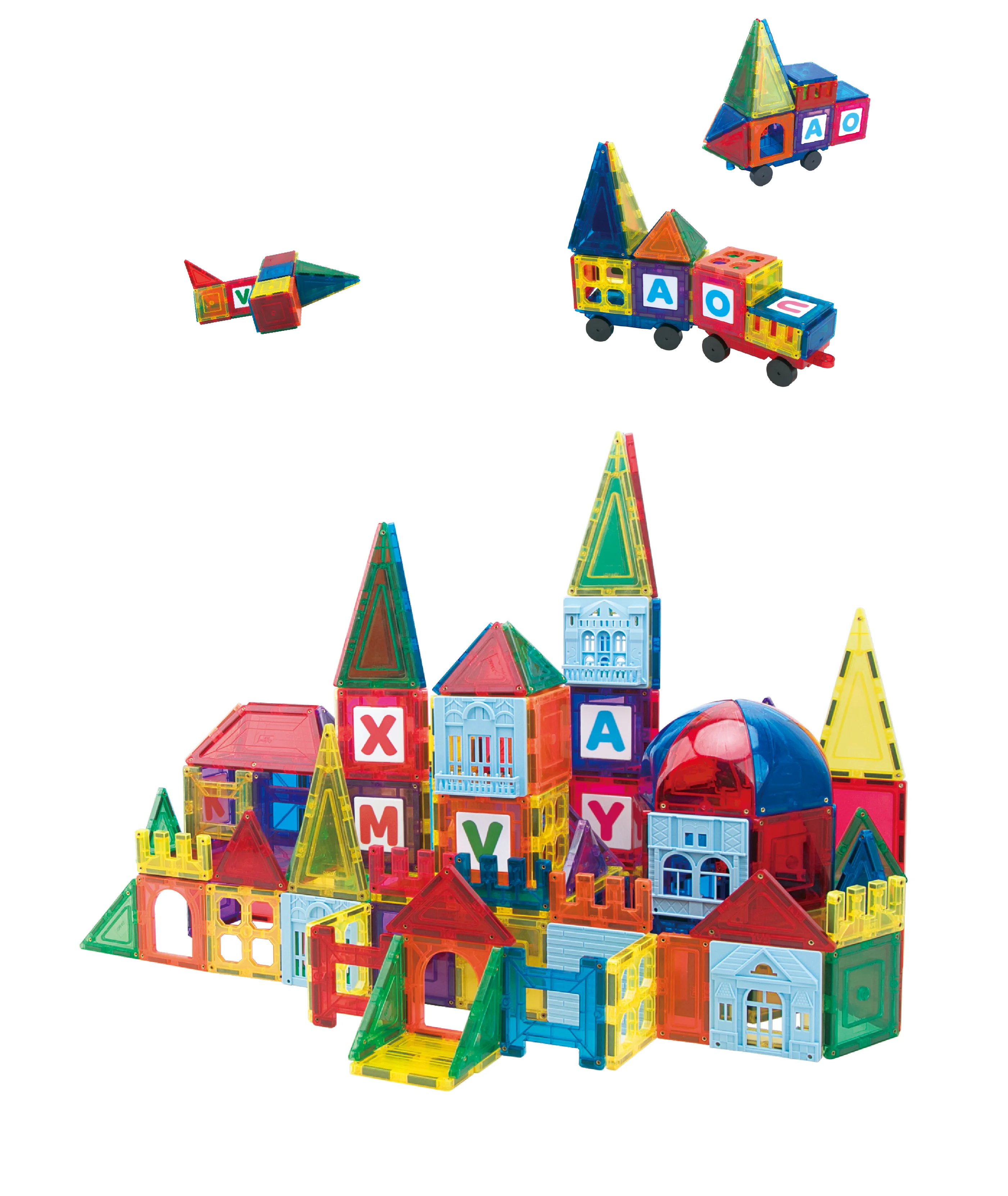 
Educational diy 3d clear magnetic blocks tiles magnet toy set plastic magnetic building toys for kids  (1600264735634)