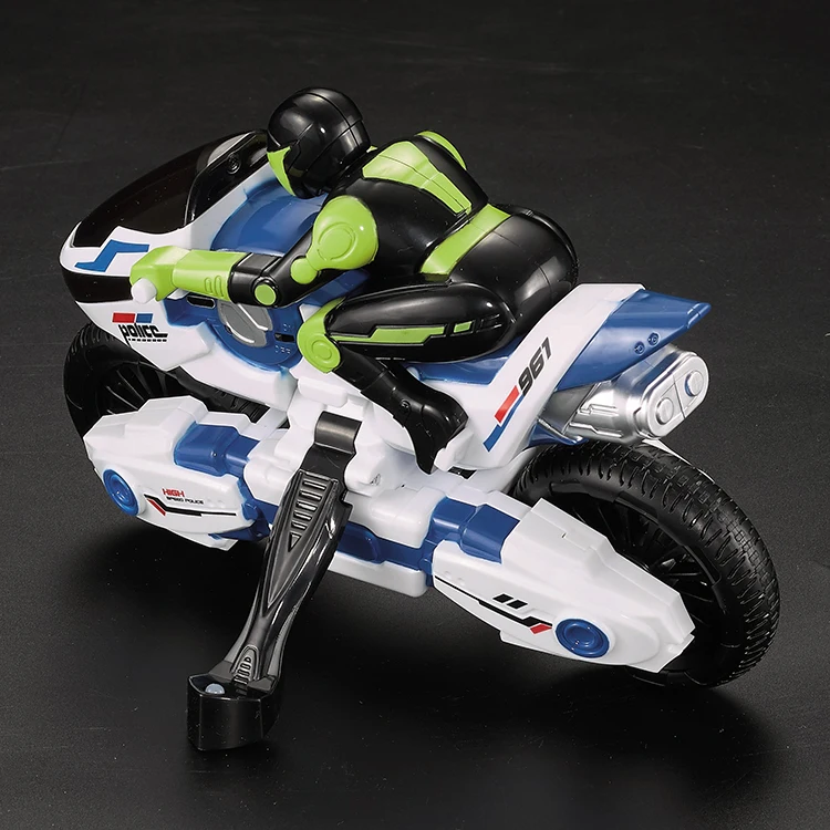 4CH 2.4G control motorcycle stunt police car model rc toys 360 degrees in situ rotation CVT speed