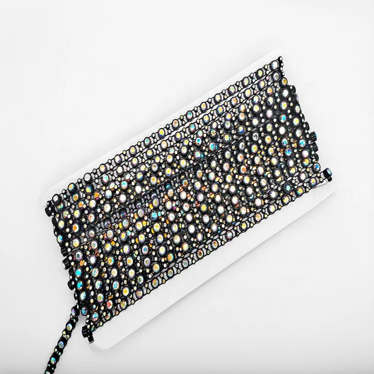 ss8 ab stone crystal diamond links strand roll plastic black pedestal glass rhinestone cup chain trim for DIY accessories