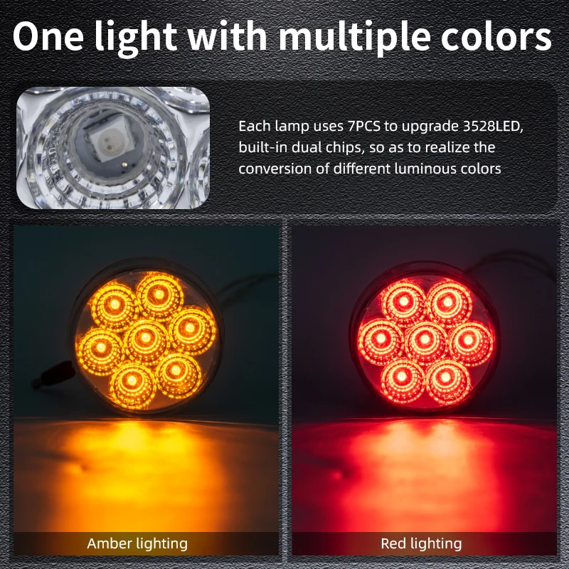 dual color round clear lens led light truck side marker 2 inch truck accessories lights