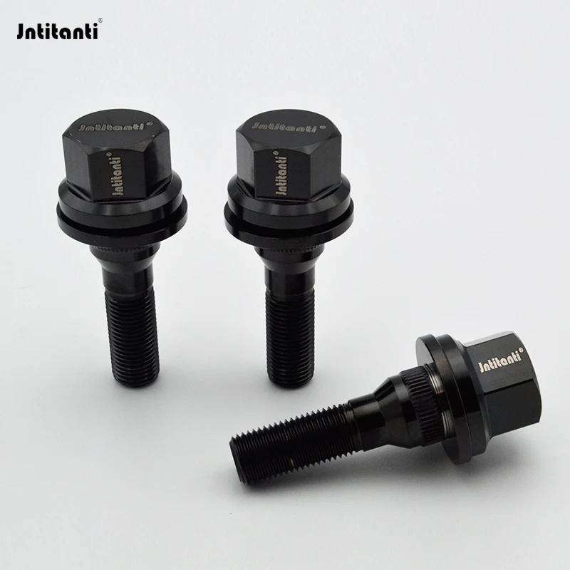 Jntitanti Gr.5 titanium alloy black wheel hub bolts M12X1.25 For Peugeot, Citroen