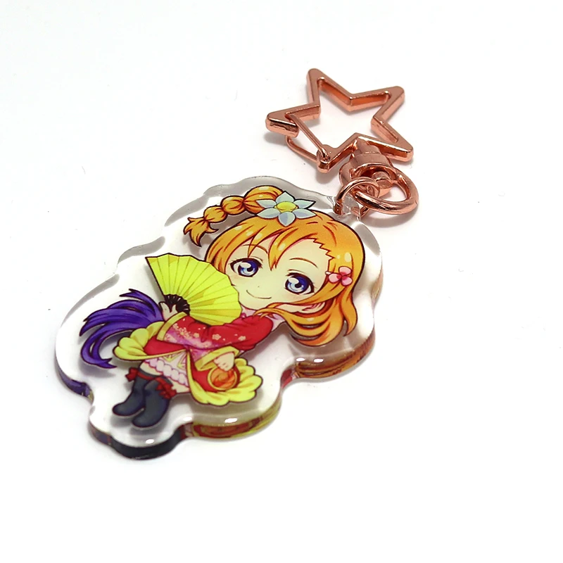 glitter epoxy acrylic keychain custom colorful acrylic board printed cartoon anime key chain as promotional gift