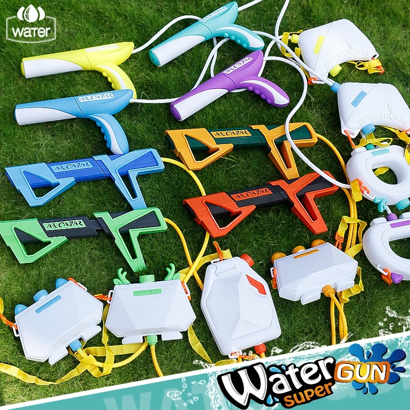 Kids funny summer toys powerful shooter lovely plastic toy backpack air pressure water gun toy smmning pool blaster shooter