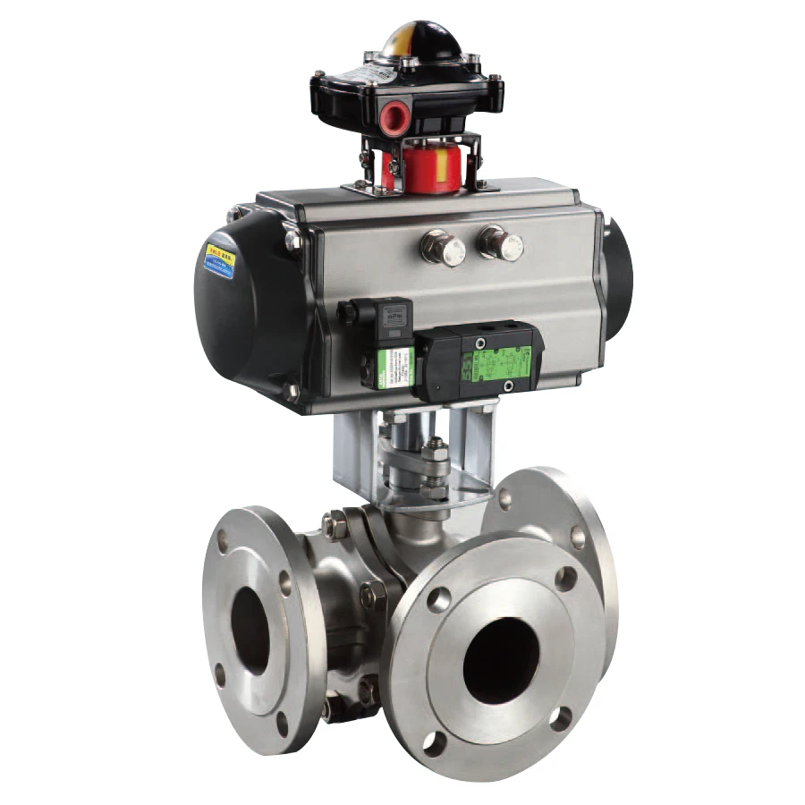 High Quality PTFE Seat Flange Float 3 Way T Port Flanged Carbon Steel Ball Valve with Pneumatic Actuator