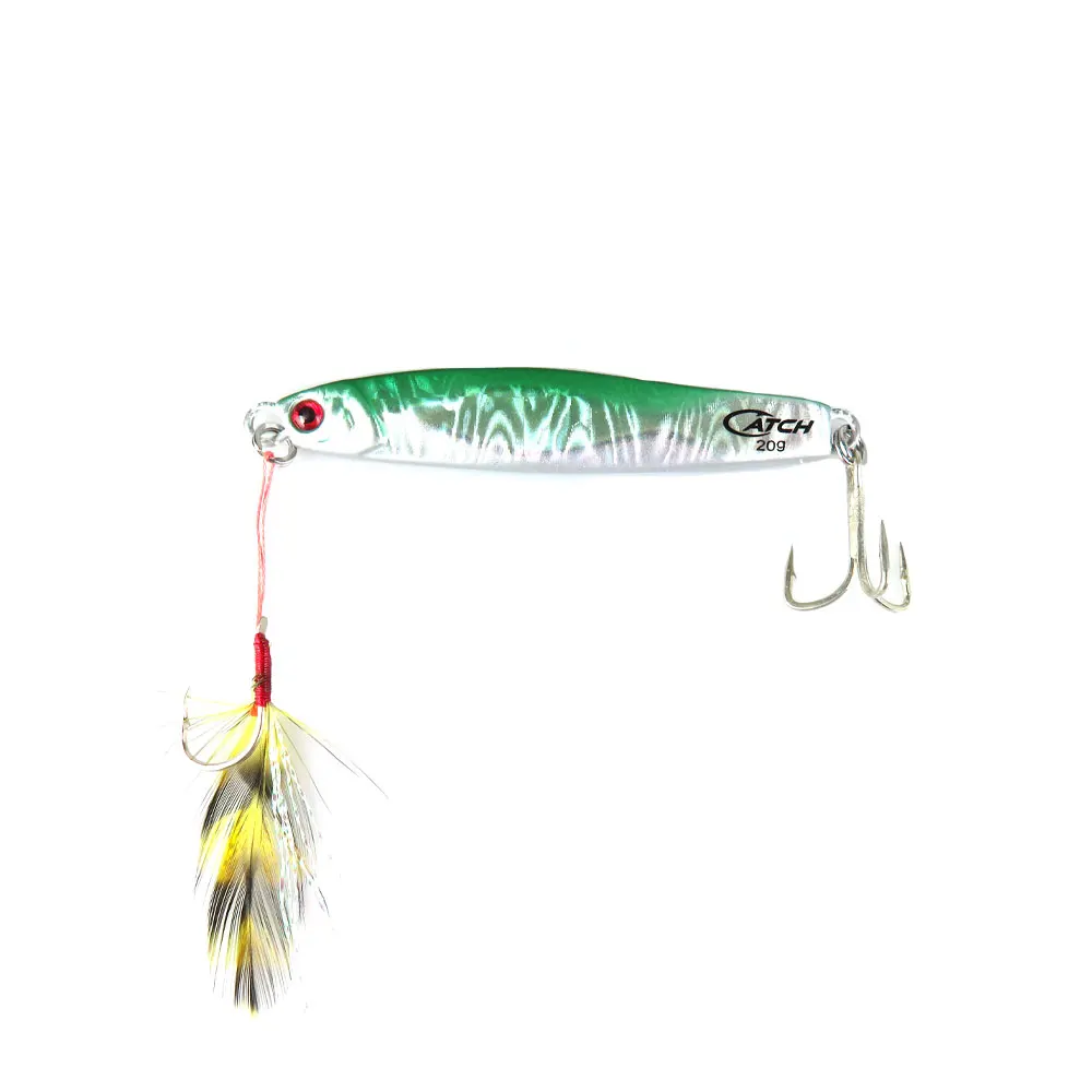 New wholesale high quality silver and green two-color double hook 67mm/20g falling iron plate road bait lead bait metal jig bait