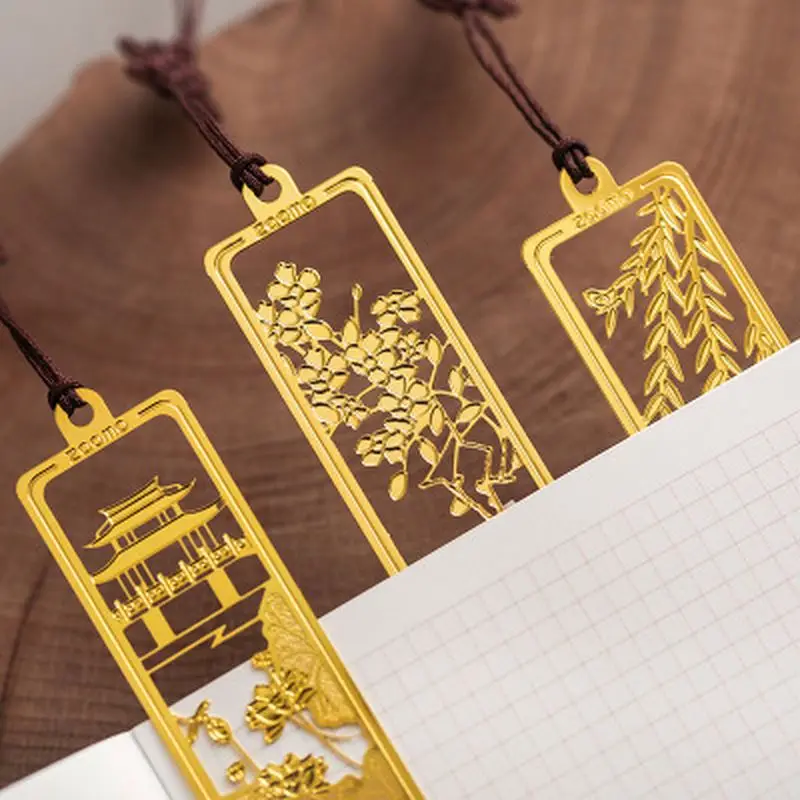 Personalized Beautiful Laser Cutting Cut Out Enamel Coloring Custom Metal Book Mark Metal Bookmarks