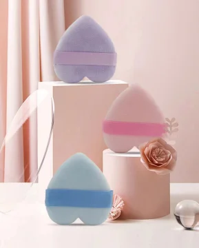 Super Soft Cotton Puff Face Powder Puff in Heart Shape Finger Velour Makeup Powder Puff With Logo