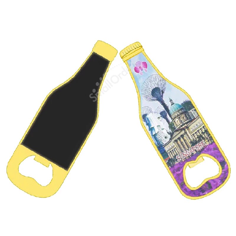 Wholesale custom promotional bottle shape stainless steel bottle opener Paper Silicone wood wooden metal Acrylic fridge stickers