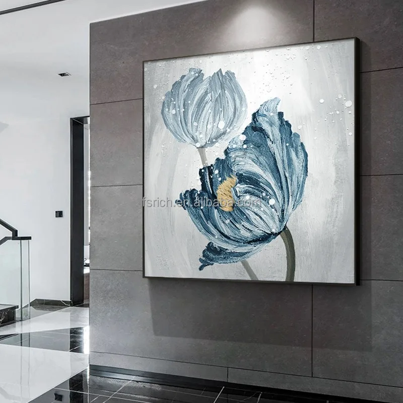 Canvas Living Light Abstract Flowers Large Modern Wood Wall Hanging Frame 3d Other Art Painting